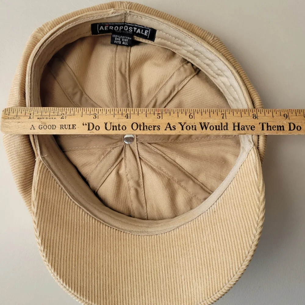 Aeropostale Hat ~ Cap ~ Newsboy ~ Tan Corduroy ~ Boho Hippie Vintage Look ~ GUC